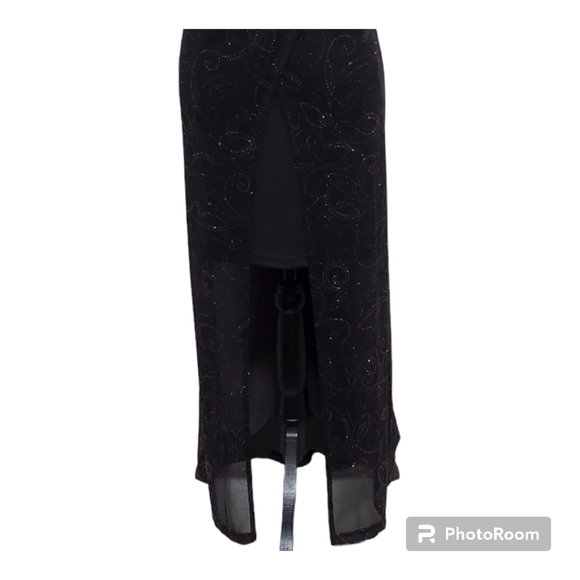 Vintage '90s Next Up Sheer Black Overlay Hi Low Dress Size Medium - Picture 6 of 13